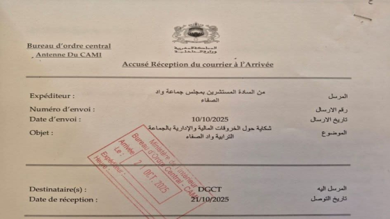 في سابقة من نوعها باشتوكة..اعضاء من المجلس الجماعي بوادي الصفا من الأغلبية والمعارضة يضعون شكاية بمقر وزارة الداخلية بالرباط حول الخروقات المالية والإدارية بالجماعة الترابية الصفا